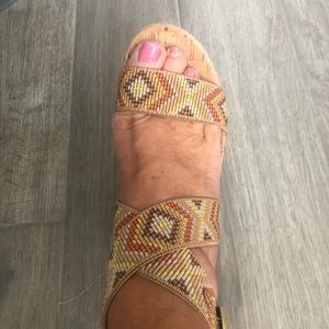 Ankle wrap designer cork wedge sandals